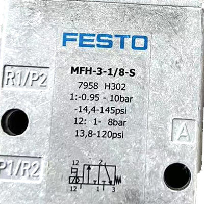 المصنع الأصلي FESTO الملف اللولبي صمام MFH-3-1/8S سلسلة 0692 الألومنيوم والنحاس رمادي فاتح لآلة طباعة الأوفست
